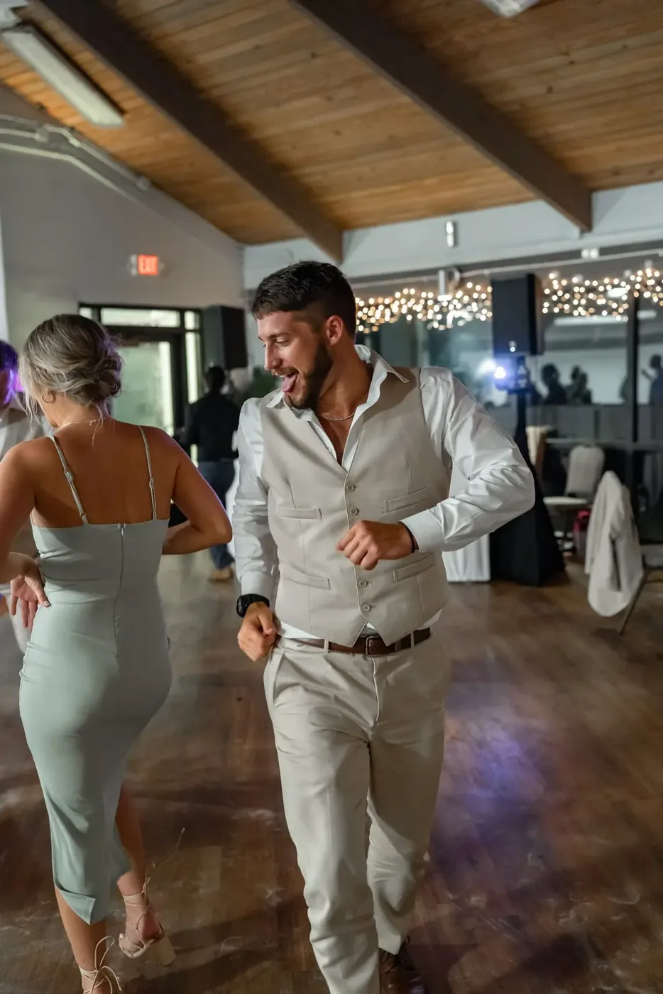 Couple dancing together at their wedding reception