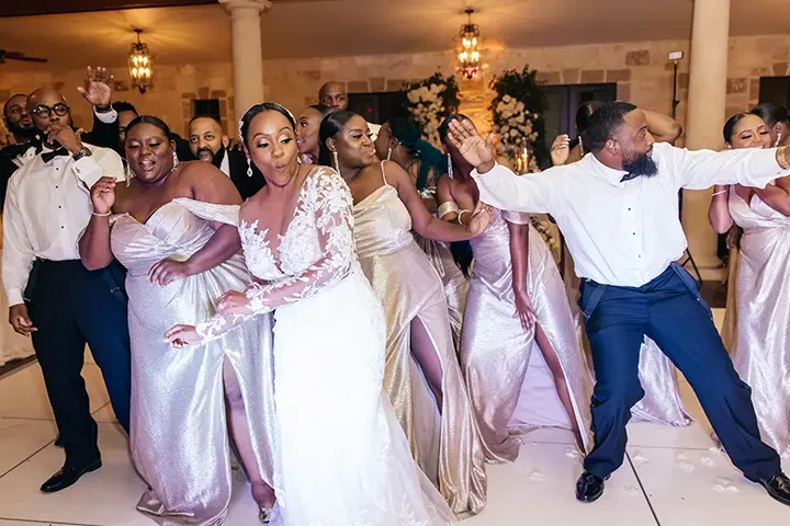 Wedding party on the dance floor