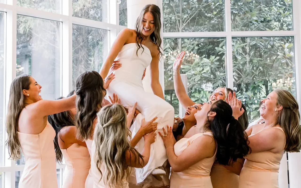 Bridesmaids celebrating