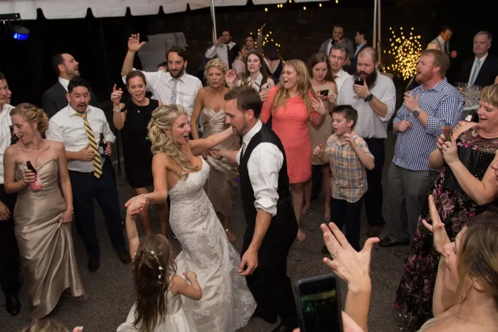 Packed wedding dance floor