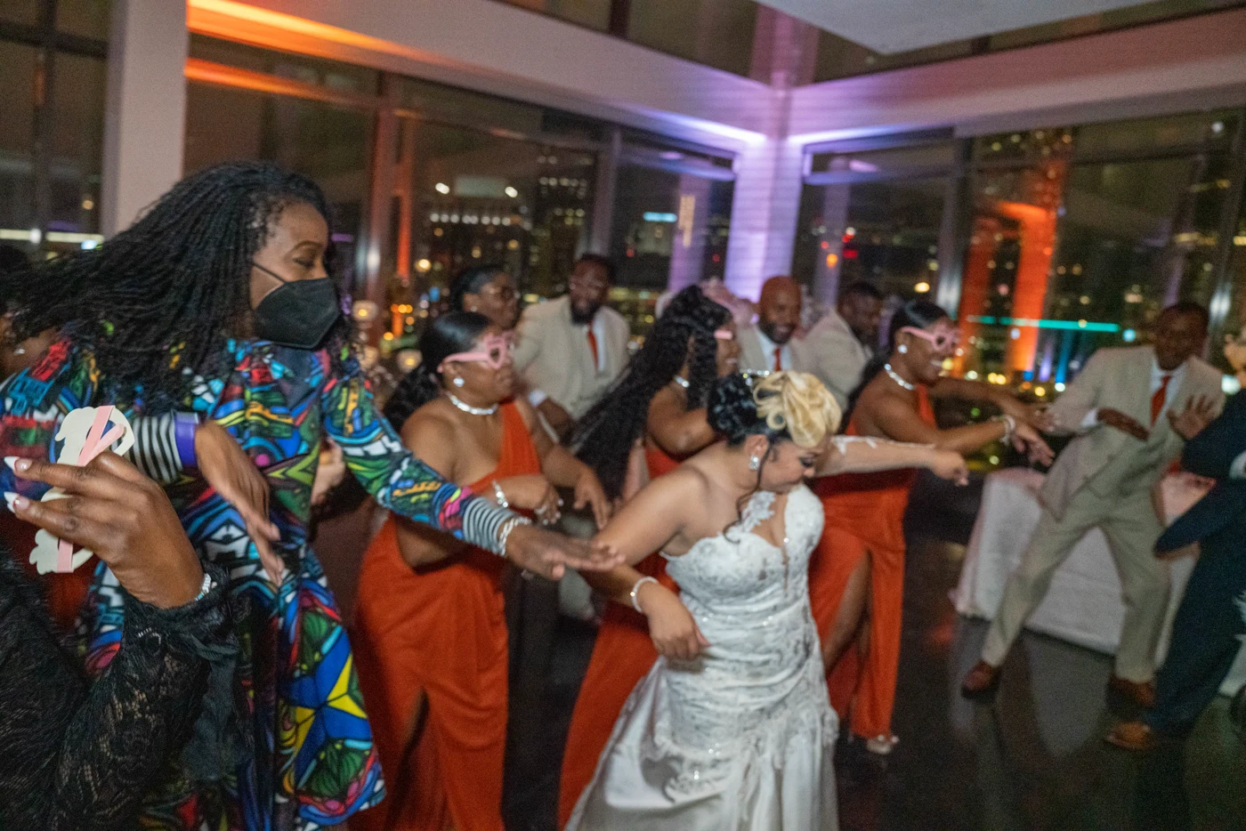 Couple dancing with the crowd
